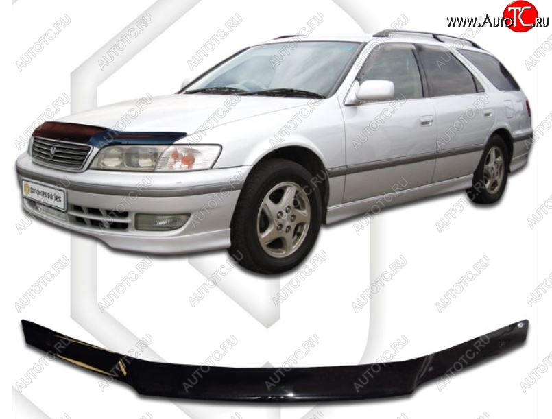 1 839 р. Дефлектор капота CA-Plastiс  Toyota Mark 2  Qualis (1997-2002) седан (Classic черный, Без надписи)  с доставкой в г. Санкт‑Петербург