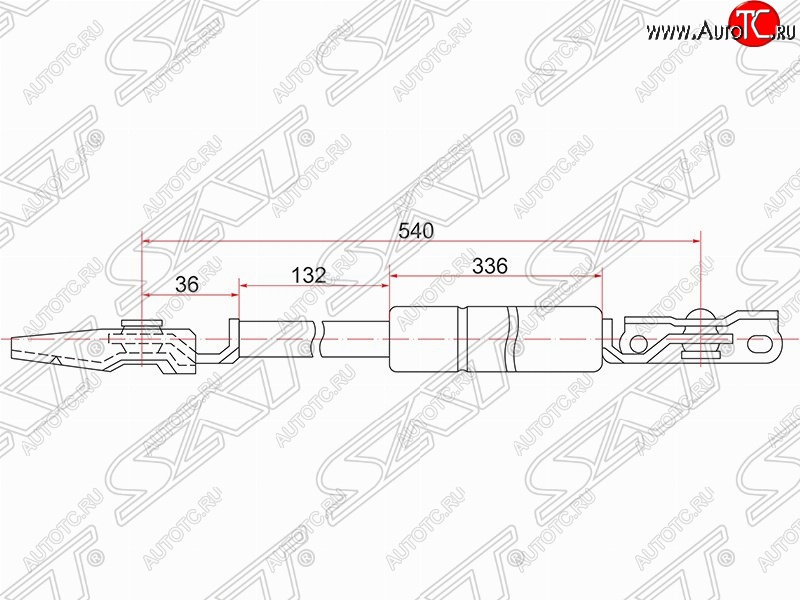 1 159 р. Левый газовый упор крышки багажника SAT  Toyota Nadia  XN10 (1998-2003) дорестайлинг, рестайлинг минивэн  с доставкой в г. Санкт‑Петербург