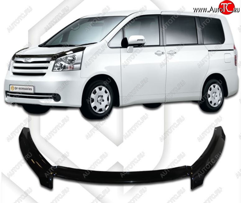 2 459 р. Дефлектор капота CA-Plastiс exclusive  Toyota Noah  2 (2007-2010) (Classic черный, Без надписи)  с доставкой в г. Санкт‑Петербург