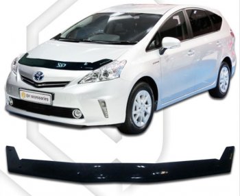 1 799 р. Дефлектор капота CA-Plastiс  Toyota Prius  Alfa лифтбек (2011-2015) (Classic черный, Без надписи)  с доставкой в г. Санкт‑Петербург. Увеличить фотографию 1