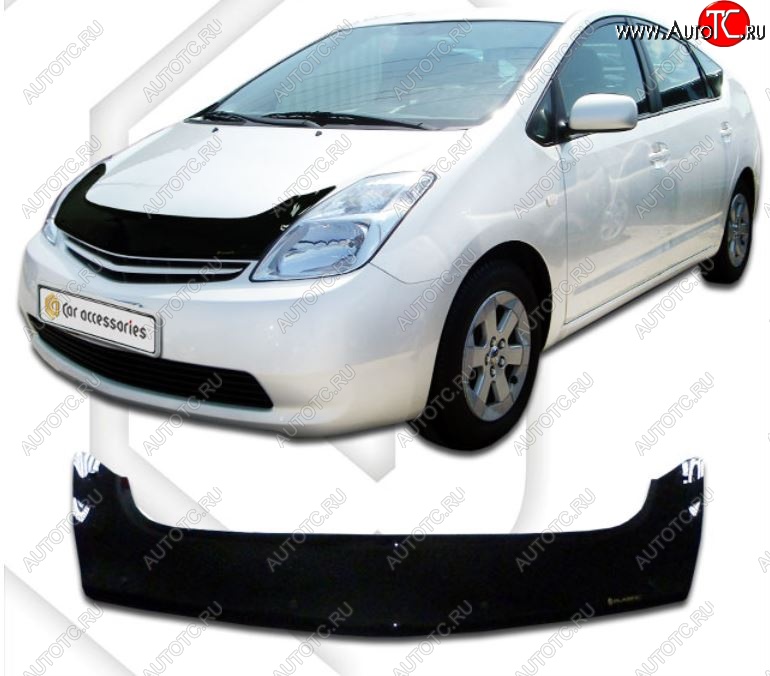 2 459 р. Дефлектор капота (левый руль) CA-Plastiс exclusive  Toyota Prius  XW20 (2003-2011) (Classic черный, Без надписи)  с доставкой в г. Санкт‑Петербург