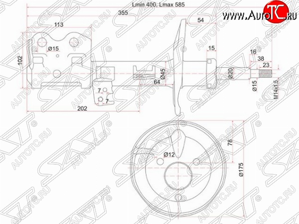 3 199 р. Левый амортизатор передний SAT  Toyota Prius  XW20 (2003-2011) дорестайлинг, рестайлинг  с доставкой в г. Санкт‑Петербург