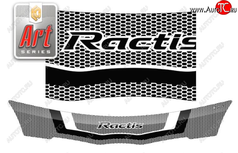 1 989 р. Дефлектор капота CA-Plastiс  Toyota Ractis (2005-2010) (Серия Art черная)  с доставкой в г. Санкт‑Петербург