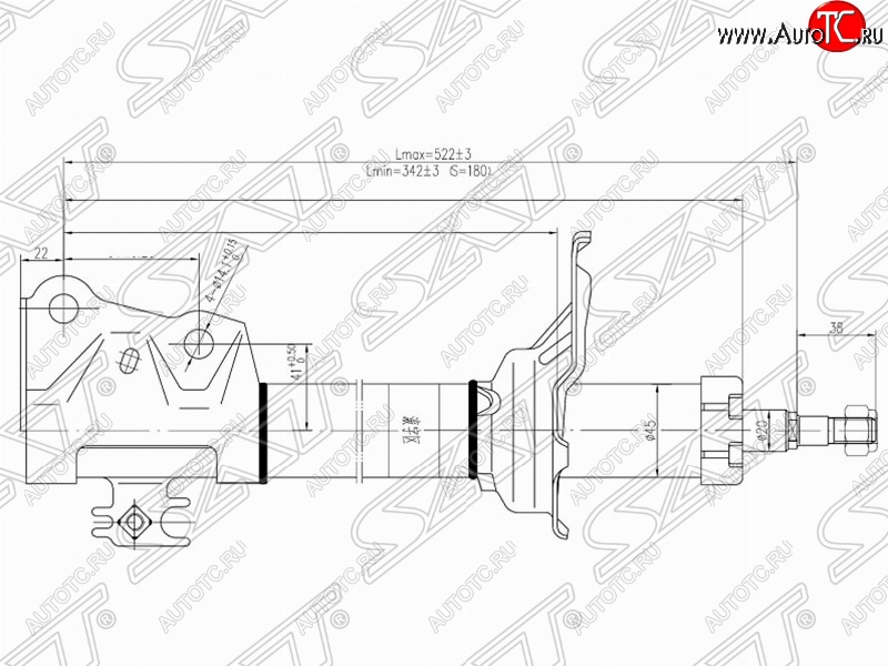 3 599 р. Амортизатор передний SAT (установка на левую или правую сторону) Toyota Raum (2003-2011)  с доставкой в г. Санкт‑Петербург