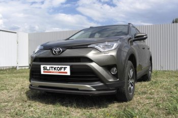 6 499 р. Защита переднего бампер Slitkoff  Toyota RAV4  XA40 (2015-2019) 5 дв. рестайлинг (Цвет: серебристый)  с доставкой в г. Санкт‑Петербург. Увеличить фотографию 1