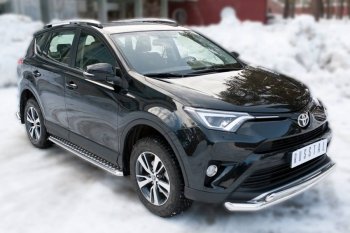 Широкая защита порогов с трубой диаметром 42 мм Russtal v3 Toyota RAV4 XA40 5 дв. рестайлинг (2015-2019)