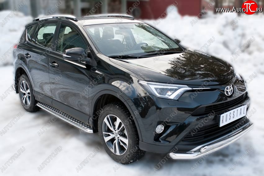 27 699 р. Широкая защита порогов с трубой диаметром 42 мм Russtal v3 Toyota RAV4 XA40 5 дв. рестайлинг (2015-2019)  с доставкой в г. Санкт‑Петербург