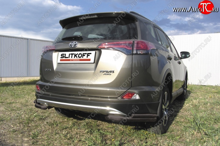 5 899 р. Уголки d57+d42 двойные  Toyota RAV4  XA40 (2015-2019) 5 дв. рестайлинг (Цвет: серебристый)  с доставкой в г. Санкт‑Петербург