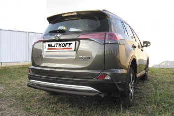 7 899 р. Защита заднего бампера Slitkoff (Ø57 мм, радиусная)  Toyota RAV4  XA40 (2015-2019) 5 дв. рестайлинг (Нержавейка полированная)  с доставкой в г. Санкт‑Петербург. Увеличить фотографию 2