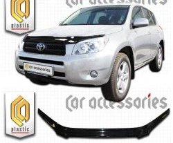 2 079 р. Дефлектор капота CA Plastic exclusive  Toyota RAV4  XA305 (2005-2009) 5 дв. дорестайлинг (Classic черный, Без надписи)  с доставкой в г. Санкт‑Петербург. Увеличить фотографию 1