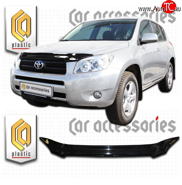 1 799 р. Дефлектор капота CA-Plastic  Toyota RAV4  XA305 (2005-2009) (Classic черный, Без надписи)  с доставкой в г. Санкт‑Петербург