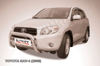 25 999 р. Защита переднего бампера Slitkoff (Ø76 мм, низкая)  Toyota RAV4  XA305 (2005-2009) 5 дв. дорестайлинг (Нержавейка полированная)  с доставкой в г. Санкт‑Петербург. Увеличить фотографию 1