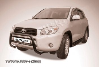 18 999 р. Защита переднего бампера Slitkoff (Ø57 мм, низкая)  Toyota RAV4  XA305 (2005-2009) 5 дв. дорестайлинг (Нержавейка полированная)  с доставкой в г. Санкт‑Петербург. Увеличить фотографию 2