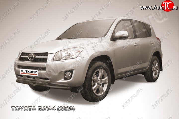 7 999 р. Защита переднего бампер Slitkoff Toyota RAV4 XA30 5 дв. удлиненный 1-ый рестайлинг (2009-2010) (Цвет: серебристый)  с доставкой в г. Санкт‑Петербург