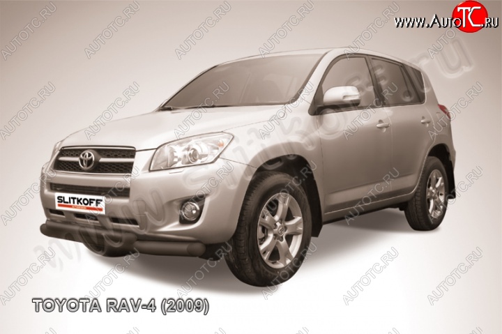 8 799 р. Защита переднего бампер Slitkoff Toyota RAV4 XA30 5 дв. 1-ый рестайлинг (2008-2010) (Цвет: серебристый)  с доставкой в г. Санкт‑Петербург