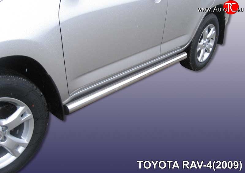 11 849 р. Защита порогов из круглой трубы диаметром 76 мм Slitkoff  Toyota RAV4  XA30 (2008-2010) 5 дв. 1-ый рестайлинг (Цвет: нержавеющая полированная сталь)  с доставкой в г. Санкт‑Петербург