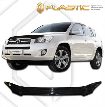 1 839 р. Дефлектор капота CA Plastic Toyota RAV4 XA30 5 дв. 1-ый рестайлинг (2008-2010) (Classic черный, Без надписи)  с доставкой в г. Санкт‑Петербург. Увеличить фотографию 1