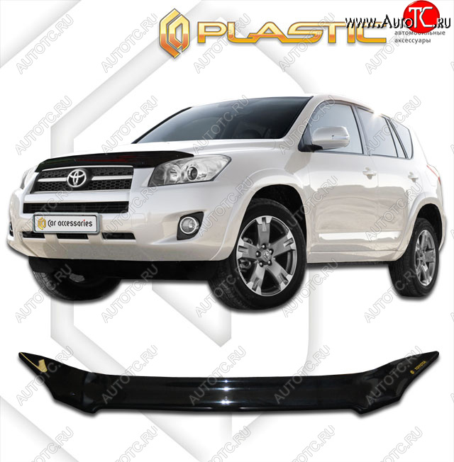 1 839 р. Дефлектор капота CA Plastic Toyota RAV4 XA30 5 дв. 1-ый рестайлинг (2008-2010) (Classic черный, Без надписи)  с доставкой в г. Санкт‑Петербург