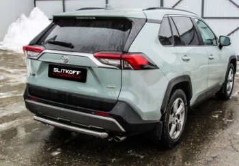 7 899 р. Защита заднего бампера Slitkoff (d57)  Toyota RAV4  XA50 (2018-2024) 5 дв. дорестайлинг (Нержавейка, Без окраски)  с доставкой в г. Санкт‑Петербург. Увеличить фотографию 1