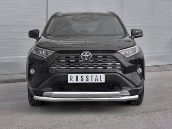 20 349 р. Защита переднего бампера (2 трубы Ø63 и 75х42 мм, нержавейка) Russtal Toyota RAV4 XA50 5 дв. дорестайлинг (2018-2024)  с доставкой в г. Санкт‑Петербург. Увеличить фотографию 2