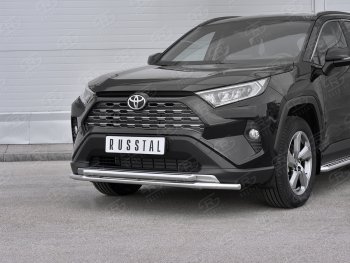 13 549 р. Защита переднего бампера (2 трубы Ø42 мм, нержавейка) Russtal Toyota RAV4 XA50 5 дв. дорестайлинг (2018-2024)  с доставкой в г. Санкт‑Петербург. Увеличить фотографию 3