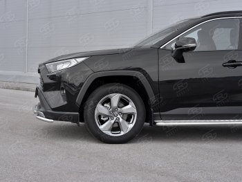 13 549 р. Защита переднего бампера (2 трубы Ø42 мм, нержавейка) Russtal Toyota RAV4 XA50 5 дв. дорестайлинг (2018-2024)  с доставкой в г. Санкт‑Петербург. Увеличить фотографию 4