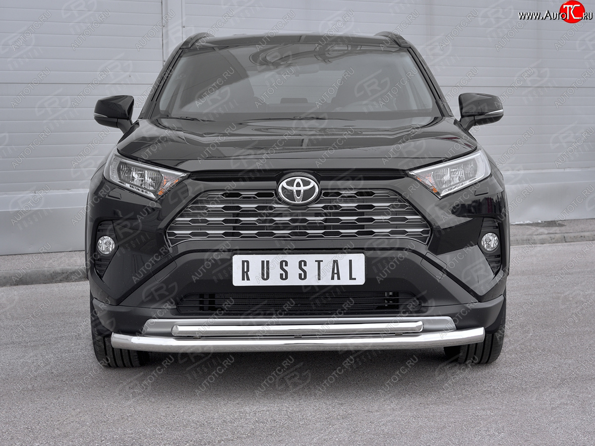 22 399 р. Защита переднего бампера (2 трубы Ø63 и 42 мм, нержавейка) SLITKOFF Toyota RAV4 XA50 5 дв. дорестайлинг (2018-2024)  с доставкой в г. Санкт‑Петербург