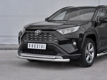 22 399 р. Защита переднего бампера (2 трубы Ø63 и 42 мм, нержавейка) SLITKOFF Toyota RAV4 XA50 5 дв. дорестайлинг (2018-2024)  с доставкой в г. Санкт‑Петербург. Увеличить фотографию 2