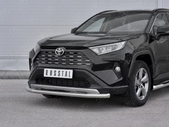 12 999 р. Защита переднего бампера (Ø63 мм, нержавейка) Russtal  Toyota RAV4  XA50 (2018-2024) 5 дв. дорестайлинг  с доставкой в г. Санкт‑Петербург. Увеличить фотографию 2