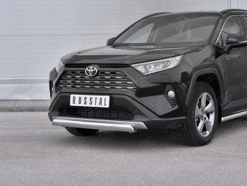 15 999 р. Защита переднего бампера (Ø75х42 мм, нержавейка) Russtal  Toyota RAV4  XA50 (2018-2024) 5 дв. дорестайлинг  с доставкой в г. Санкт‑Петербург. Увеличить фотографию 1