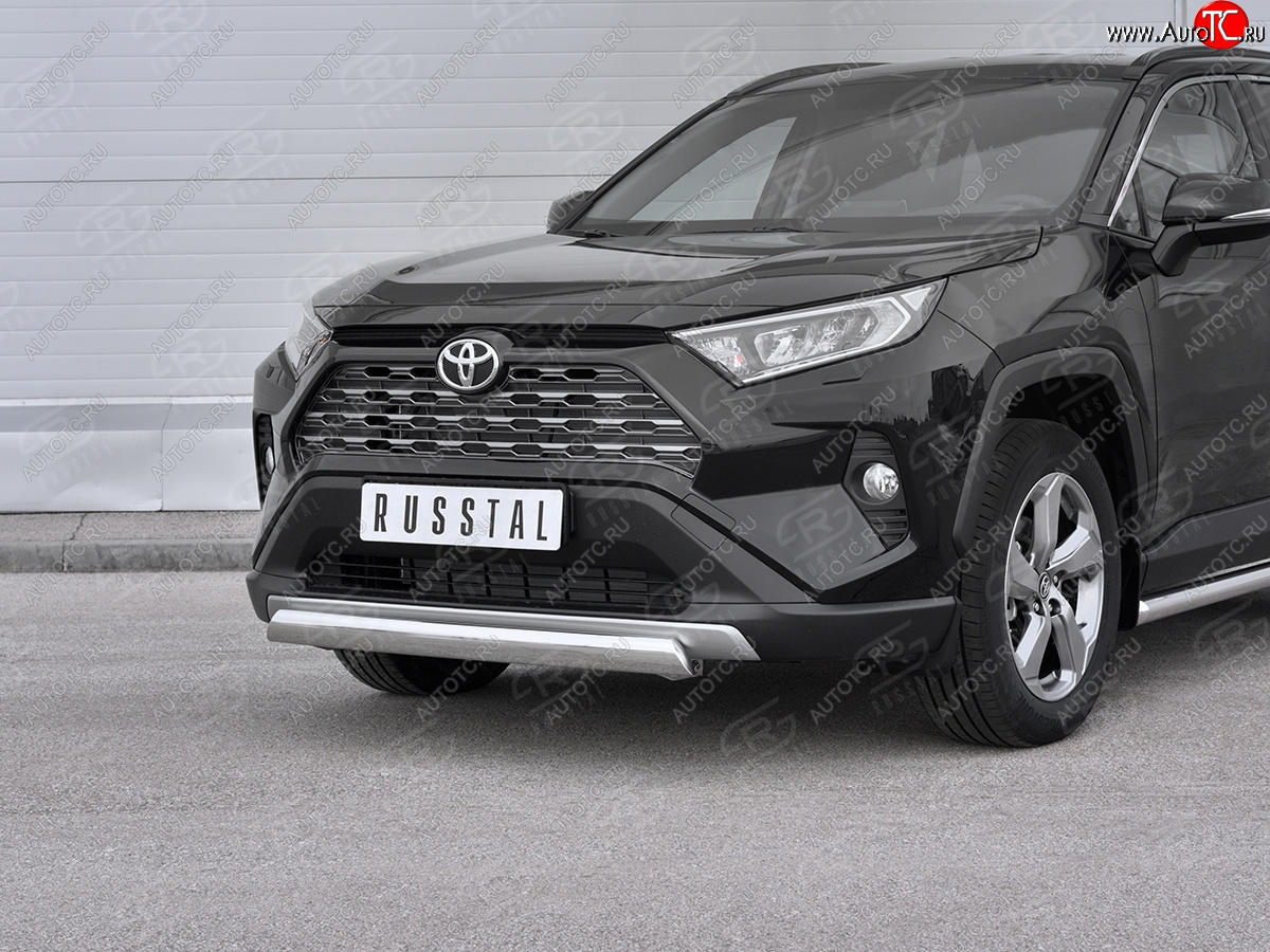 15 999 р. Защита переднего бампера (Ø75х42 мм, нержавейка) Russtal Toyota RAV4 XA50 5 дв. дорестайлинг (2018-2024)  с доставкой в г. Санкт‑Петербург