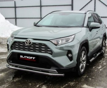 9 299 р. Защита переднего бампера Slitkoff (Ø57 мм)  Toyota RAV4  XA50 (2018-2024) (Нержавейка)  с доставкой в г. Санкт‑Петербург. Увеличить фотографию 2