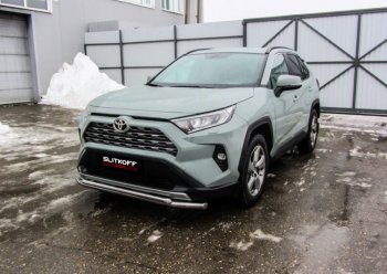 13 699 р. Защита переднего бампера Slitkoff (Ø57 и 42 мм)  Toyota RAV4  XA50 (2018-2025) 5 дв. дорестайлинг (Нержавейка)  с доставкой в г. Санкт‑Петербург. Увеличить фотографию 1