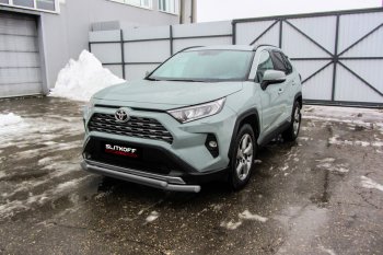 8 299 р. Защита переднего бампера Slitkoff (Ø57 и 42 мм)  Toyota RAV4  XA50 (2018-2024) (Сталь с полимерным покрытием в цвет: серебристый)  с доставкой в г. Санкт‑Петербург. Увеличить фотографию 1