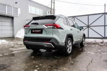 6 499 р. Защита заднего бампера Slitkoff (Ø57 мм, скоба)  Toyota RAV4  XA50 (2018-2024) 5 дв. дорестайлинг (Сталь с полимерным покрытием в цвет: черный)  с доставкой в г. Санкт‑Петербург. Увеличить фотографию 1