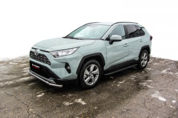 14 999 р. Пороги алюминиевые Slitkoff  Toyota RAV4  XA50 (2018-2024) 5 дв. дорестайлинг (Optima Black )  с доставкой в г. Санкт‑Петербург. Увеличить фотографию 3