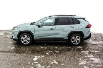 14 999 р. Пороги алюминиевые Slitkoff  Toyota RAV4  XA50 (2018-2024) 5 дв. дорестайлинг (Optima Black )  с доставкой в г. Санкт‑Петербург. Увеличить фотографию 4