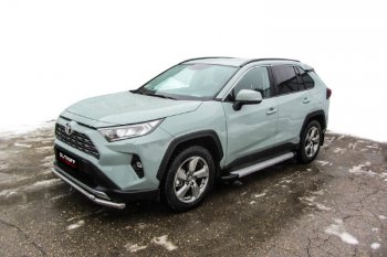 14 999 р. Пороги алюминиевые Slitkoff  Toyota RAV4  XA50 (2018-2024) 5 дв. дорестайлинг (Optima Silver)  с доставкой в г. Санкт‑Петербург. Увеличить фотографию 3