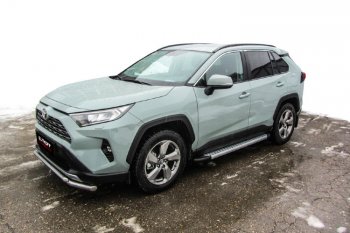 19 749 р. Пороги алюминиевые Slitkoff  Toyota RAV4  XA50 (2018-2024) 5 дв. дорестайлинг (Standart Silver)  с доставкой в г. Санкт‑Петербург. Увеличить фотографию 2