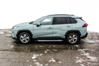 19 749 р. Пороги алюминиевые Slitkoff  Toyota RAV4  XA50 (2018-2024) 5 дв. дорестайлинг (Standart Silver)  с доставкой в г. Санкт‑Петербург. Увеличить фотографию 3