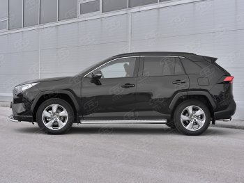 13 099 р. Пороги Russtal d42 с листом  Toyota RAV4  XA50 (2018-2024) 5 дв. дорестайлинг (лист алюминий, труба нержавейка)  с доставкой в г. Санкт‑Петербург. Увеличить фотографию 3