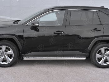 13 099 р. Пороги Russtal d42 с листом  Toyota RAV4  XA50 (2018-2024) 5 дв. дорестайлинг (лист алюминий, труба нержавейка)  с доставкой в г. Санкт‑Петербург. Увеличить фотографию 2