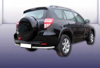 4 999 р. Защита заднего бампера Slitkoff (Ø 57 мм, уголки)  Toyota RAV4  XA30 (2009-2010) 5 дв. удлиненный 1-ый рестайлинг (Сталь с полимерным покрытием. Цвет: серебристый)  с доставкой в г. Санкт‑Петербург. Увеличить фотографию 1