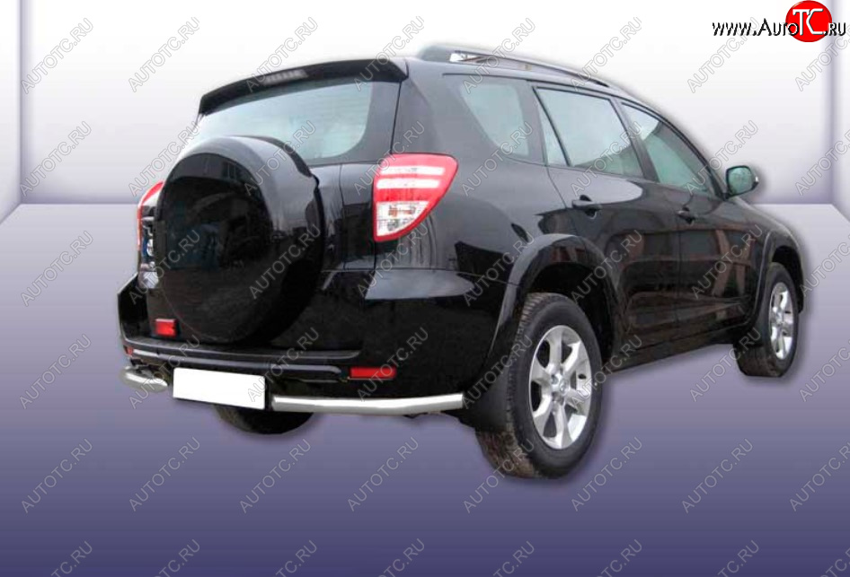 4 999 р. Защита заднего бампера Slitkoff (Ø 57 мм, уголки)  Toyota RAV4  XA30 (2009-2010) 5 дв. удлиненный 1-ый рестайлинг (Сталь с полимерным покрытием. Цвет: серебристый)  с доставкой в г. Санкт‑Петербург