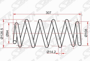 Комплект задних пружин 4 WD SAT (2 шт) Toyota (Тойота) RAV4 (рав) ( XA305,  XA30) (2005-2013) XA305, XA30 5 дв. дорестайлинг, 5 дв. 2-ой рестайлинг, 5 дв. удлиненный 2-ой рестайлинг