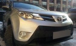 1 469 р. Нижняя сетка (для комплектации Стандарт) на бампер Russtal (черная)  Toyota RAV4  XA40 (2012-2015)  с доставкой в г. Санкт‑Петербург. Увеличить фотографию 1