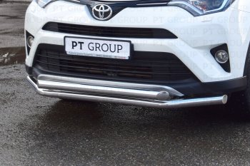 23 799 р. Защита переднего бампера двойная из труб d63/63 мм Petroil Tuning  Toyota RAV4  XA40 (2012-2015) (Нержавеющая полированная сталь)  с доставкой в г. Санкт‑Петербург. Увеличить фотографию 3