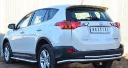 18 599 р. Защита заднего бампера (Ø63 и 42 мм, нержавейка) SLITKOFF Toyota RAV4 XA40 5 дв. дорестайлинг (2012-2015)  с доставкой в г. Санкт‑Петербург. Увеличить фотографию 2