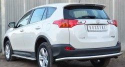 16 849 р. Одинарная защита заднего бампера из трубы диаметром 63 мм SLITKOFF Toyota RAV4 XA40 5 дв. дорестайлинг (2012-2015)  с доставкой в г. Санкт‑Петербург. Увеличить фотографию 2