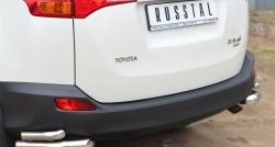 Защита заднего бампера (2 трубы Ø63 и 42 мм, уголки, нержавейка) SLITKOFF Toyota RAV4 XA40 5 дв. дорестайлинг (2012-2015)